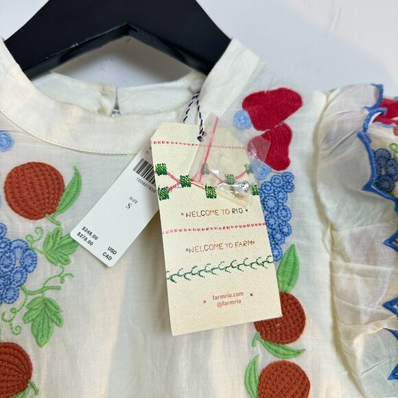 FARM RIO x Anthropologie Embroidered Ruffle Mini Dress in At The Table Small NWT - Picture 5 of 14
